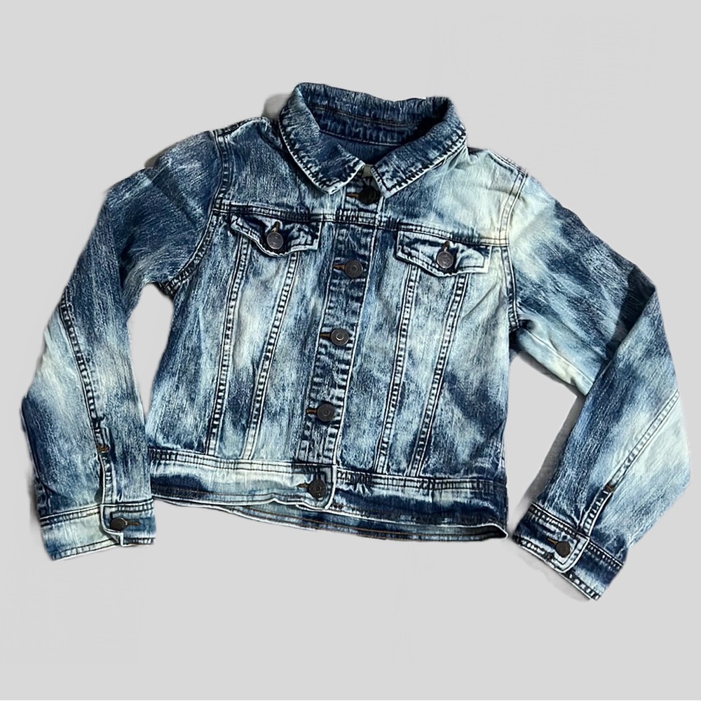 Cherokee OOAK Hand Acid Wash Denim Jean Jacket - Kids Size L 10/12 Unique